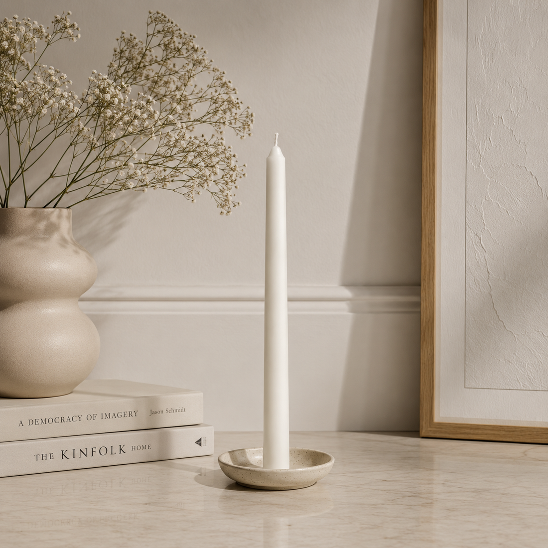 White Beeswax Taper Candle 20 × 240 mm