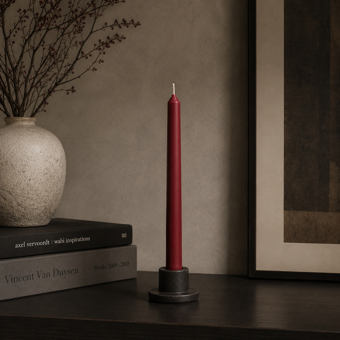 Crimson Beeswax Taper Candle 20 × 240 mm