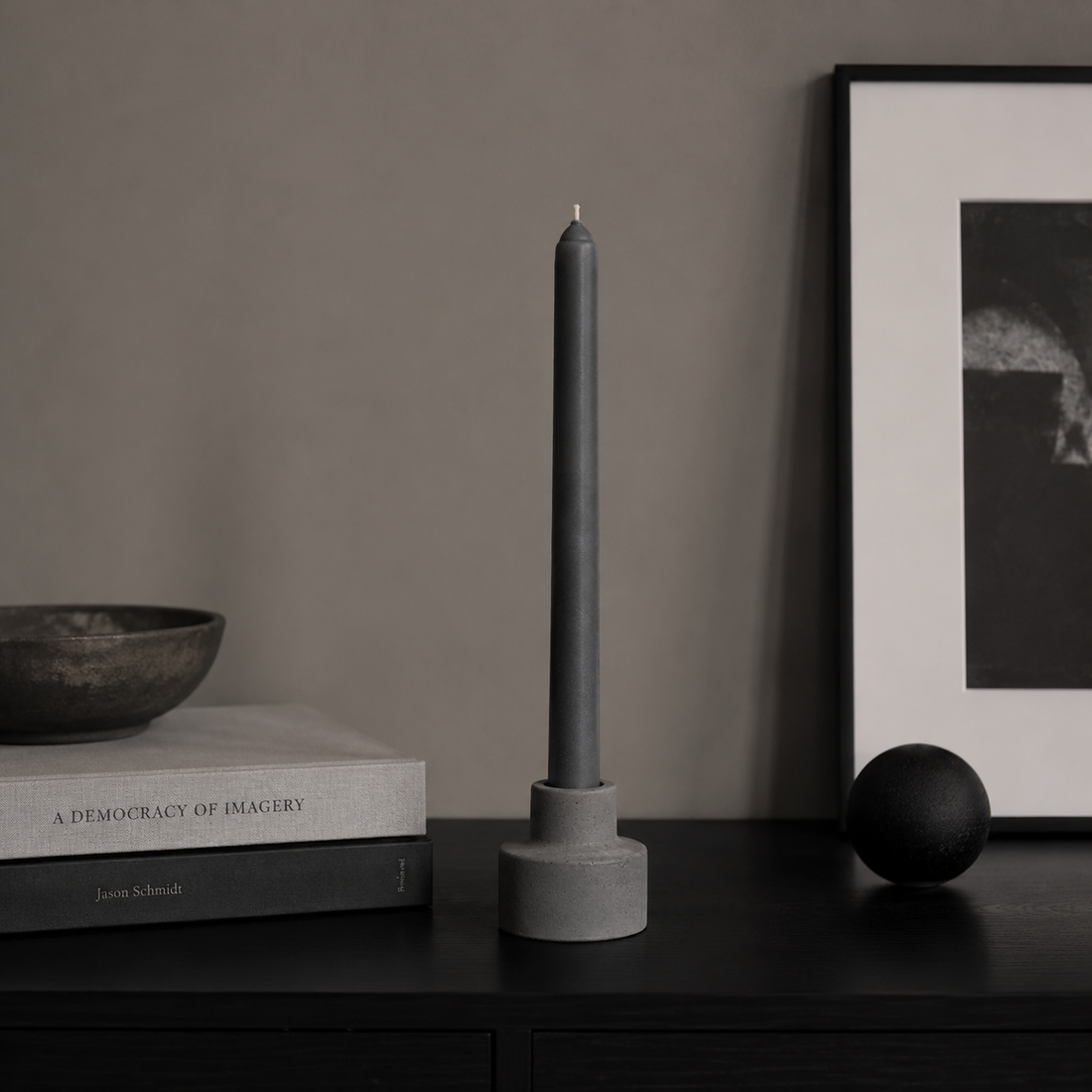 Grey Beeswax Taper Candle 20 × 240 mm