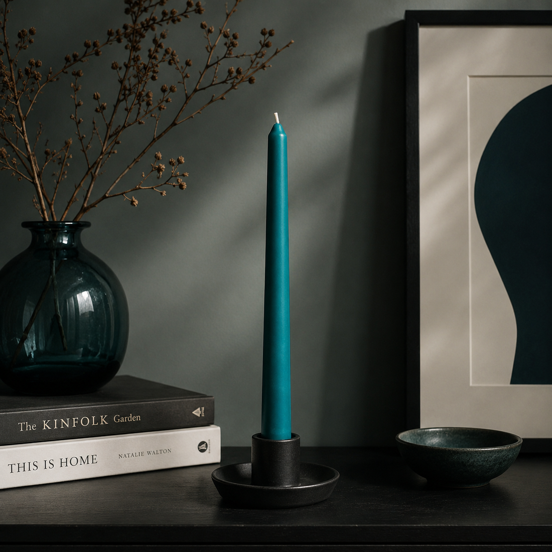 Teal Beeswax Taper Candle 20 × 240 mm