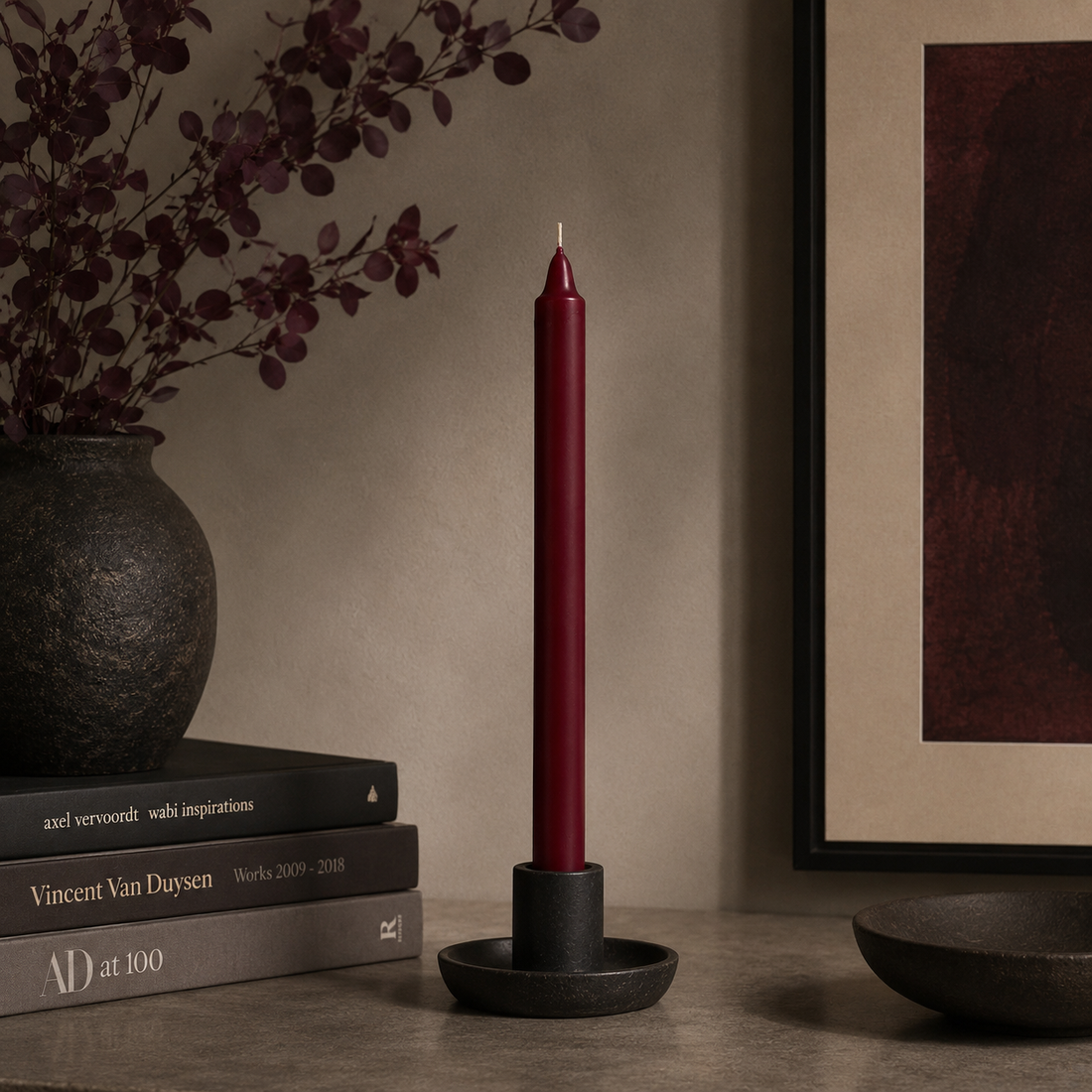 Burgundy Wax Pillar Candle 20 × 260 mm