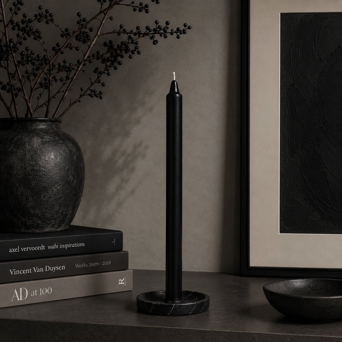 Black Wax Pillar Candle 20 × 260 mm