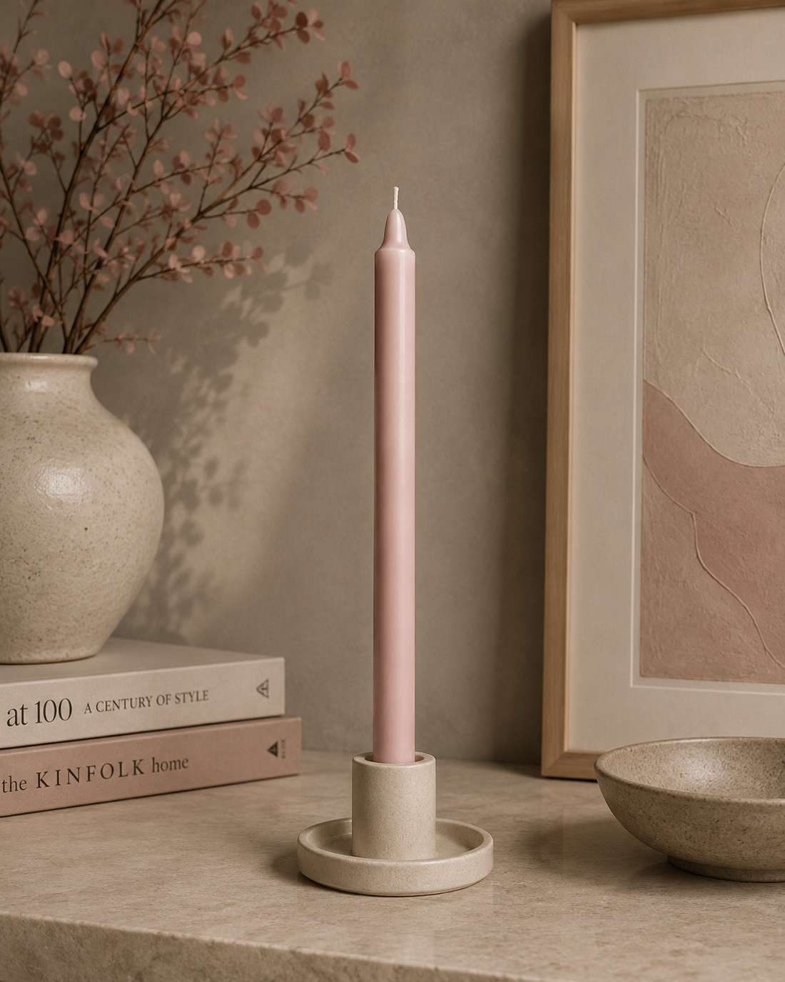 Pink Wax Pillar Candle 20 × 260 mm