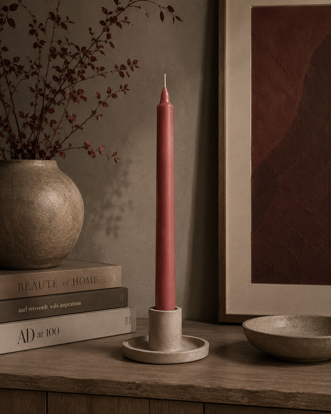 Crimson Wax Pillar Candle 20 × 260 mm